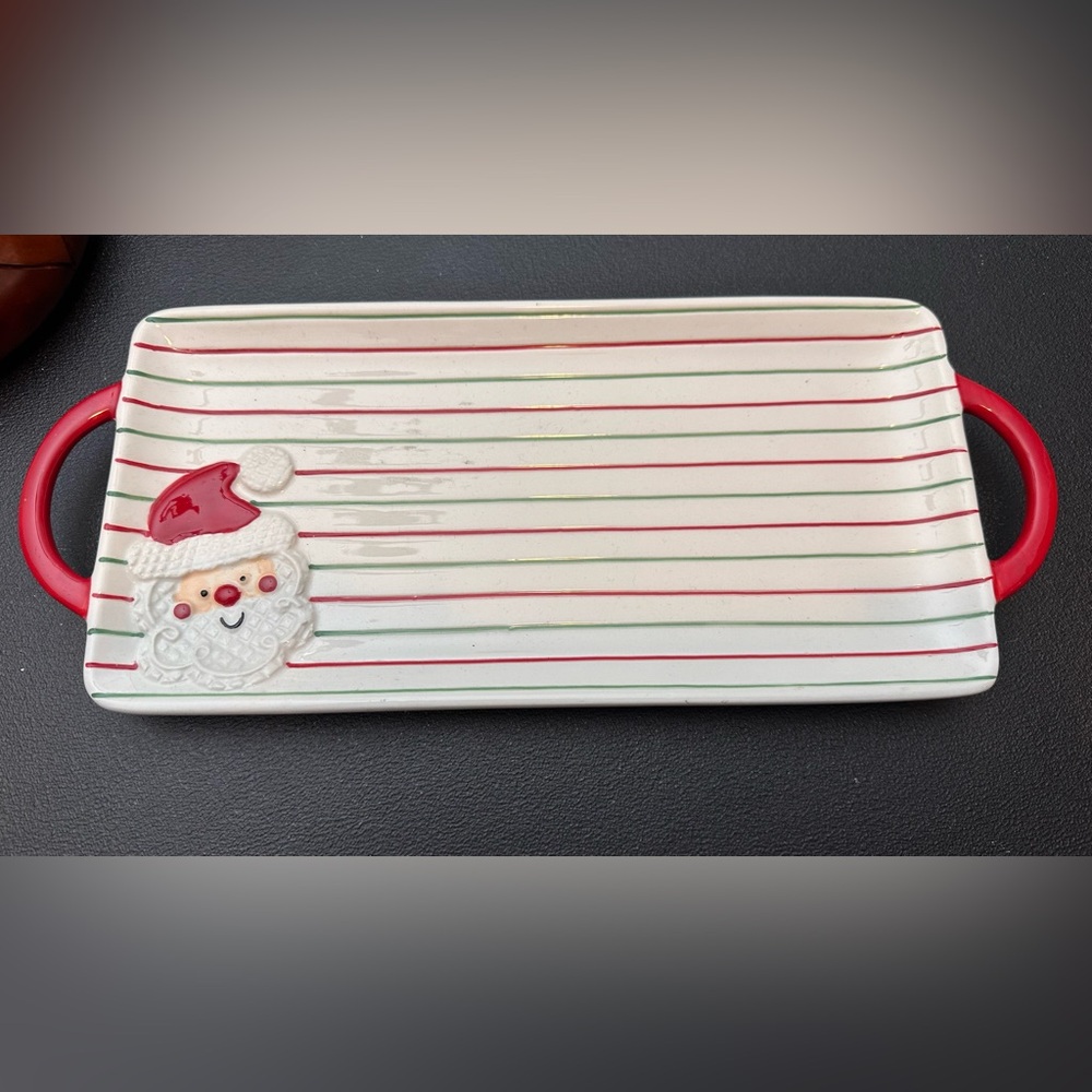 Festive Santa Striped Plate